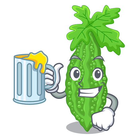 With juice bitter melon character on vegetables fresh vector illustrationのイラスト素材