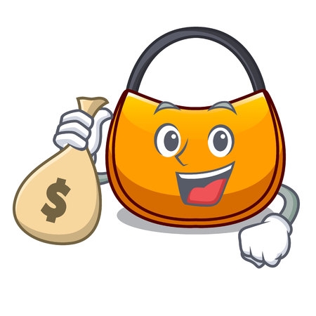 With money bag female hobo bag isolated on mascot vector illustrationのイラスト素材
