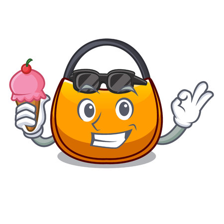 With ice cream beautifully hobo bag on character funny vector illustrationのイラスト素材