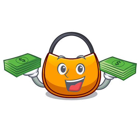 With money hobo bag outline on image cartoon vector illustrationのイラスト素材