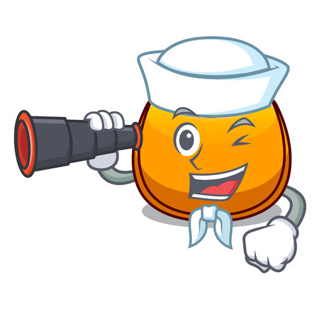 Sailor with binocular hobo bag outline on image cartoon vector illustrationのイラスト素材