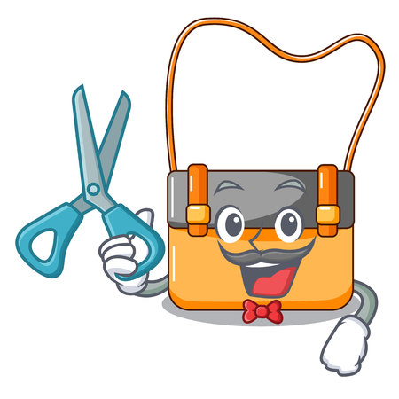 Barber messenger bag on a isolated mascot vector illustrationのイラスト素材