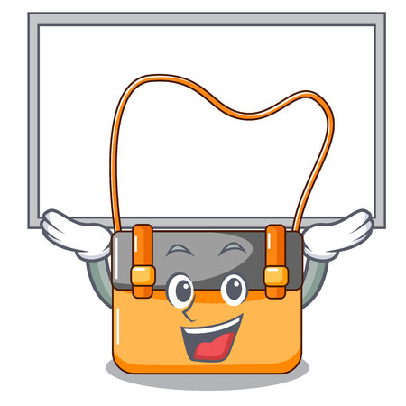 Up board messenger bag on a isolated mascot vector illustrationのイラスト素材
