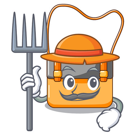 Farmer messenger bag on a isolated mascot vector illustrationのイラスト素材