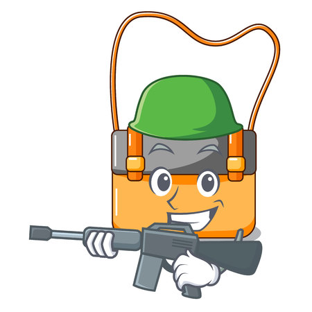 Army messenger bag on a isolated mascot vector illustrationのイラスト素材