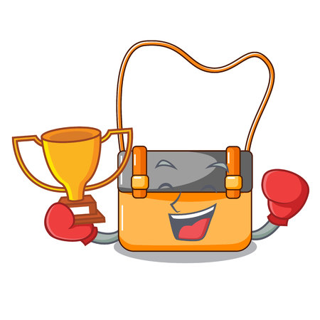 Boxing winner beautiful menesengger bag fashion with caratoon vector illustrationのイラスト素材