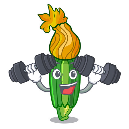 Fitness zucchini flowers obtained by mixing mascot vector illustrationのイラスト素材