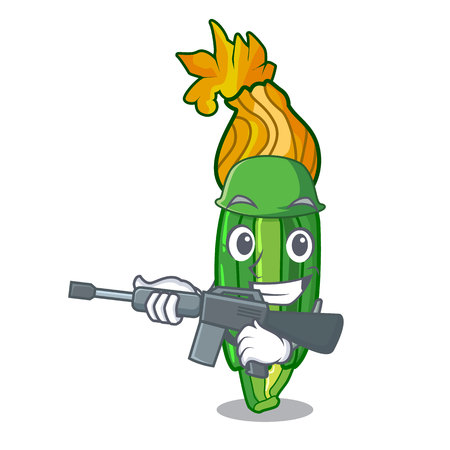 Army zucchini flowers obtained by mixing mascot vector illustrationのイラスト素材