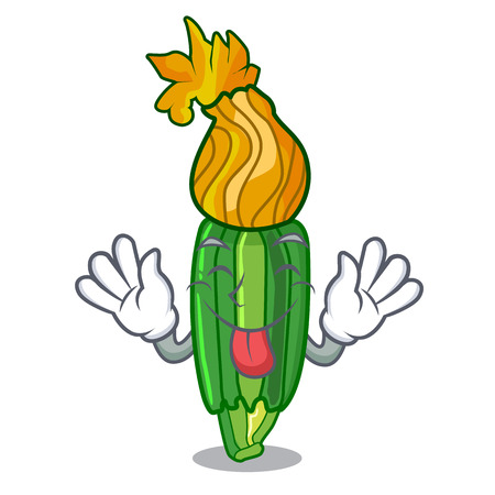 Tongue out flower zuchini pumpkins decorated on cartoon vector illustrationのイラスト素材