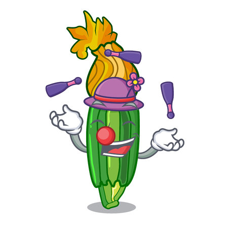 Juggling flower zuchini pumpkins decorated on cartoon vector illustrationのイラスト素材