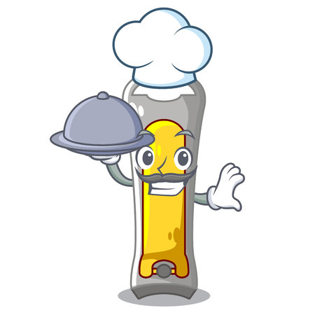 Chef with food stainless steel nail cutter on cartoon vector illustrationのイラスト素材