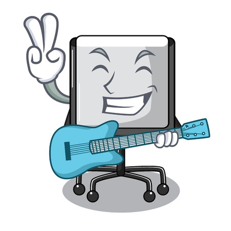 With guitar presentation board cartoon on the floor vector illustrationのイラスト素材