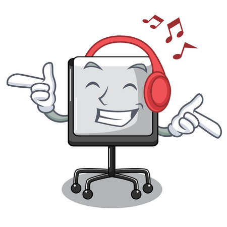 Listening music presentation board cartoon on the floor vector illustrationのイラスト素材