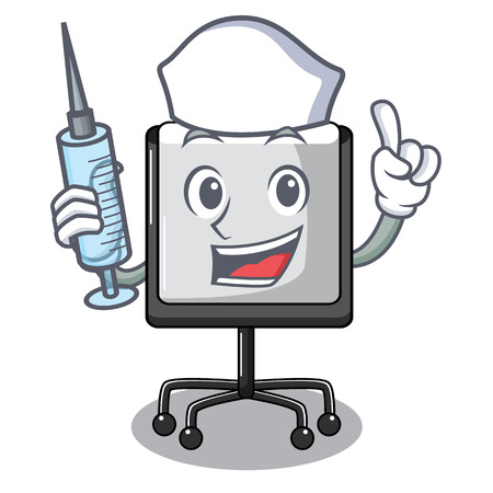 Nurse presentation board character in table blank vector illustrationのイラスト素材
