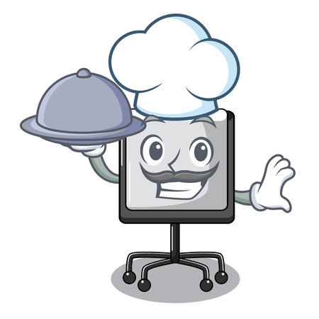 Chef with food presentation board cartoon on the floor vector illustrationのイラスト素材