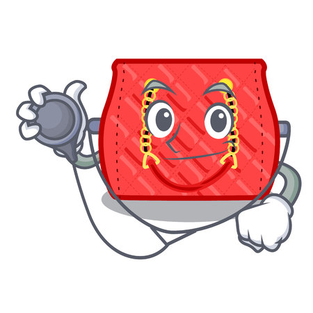 Doctor quilted bag isolated on a mascot vector illustrationのイラスト素材