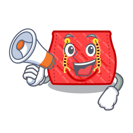 With megaphone quilted bag isolated on a mascot vector illustrationのイラスト素材
