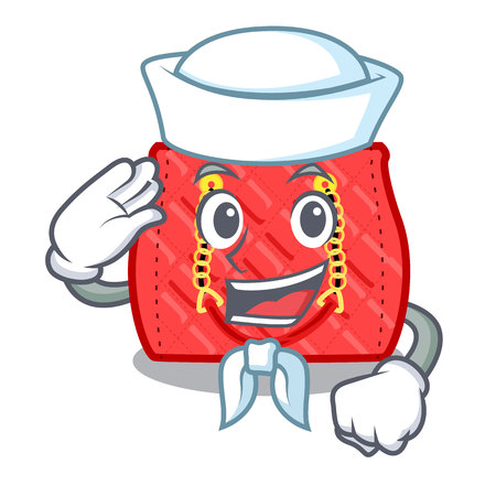 Sailor quilted bag isolated on a mascot vector illustrationのイラスト素材