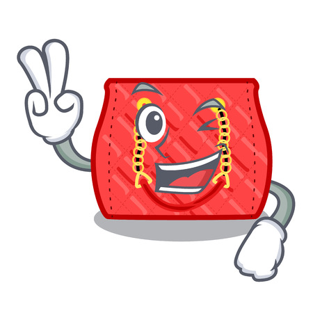 Two finger small shoulder bag quilted by cartoon vector illustrationのイラスト素材