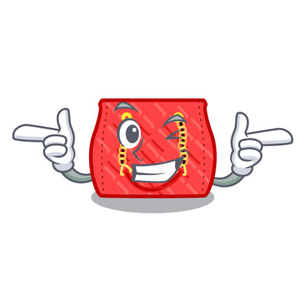 Wink small shoulder bag quilted by cartoon vector illustrationのイラスト素材