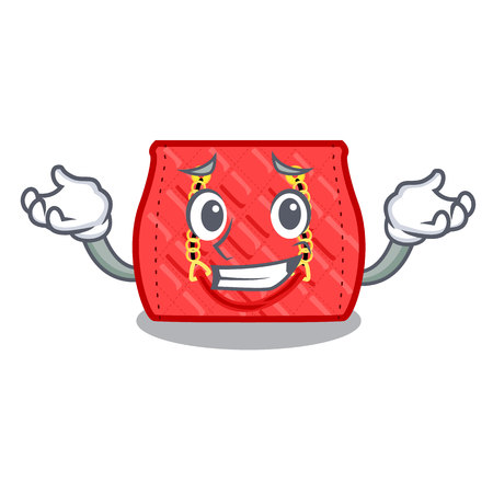 Grinning small shoulder bag quilted by cartoon vector illustrationのイラスト素材