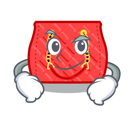 Smirking small shoulder bag quilted by cartoon vector illustrationのイラスト素材
