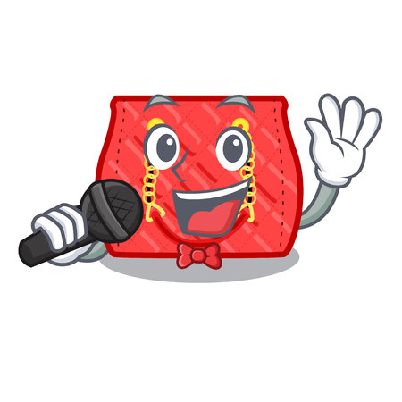 Singing quilted purse by shape character fuuny vector illustrationのイラスト素材