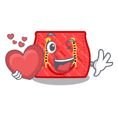 With heart quilted purse by shape character fuuny vector illustrationのイラスト素材