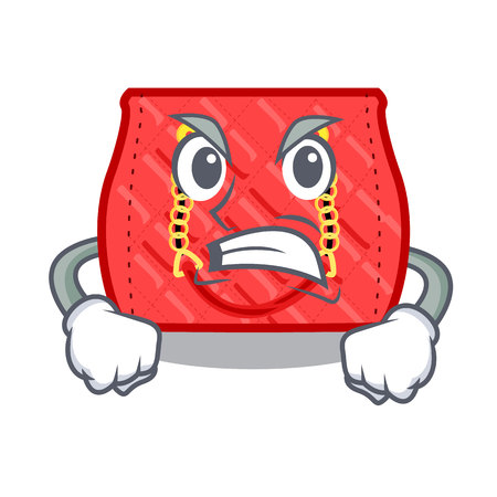 Angry quilted purse by shape character fuuny vector illustrationのイラスト素材