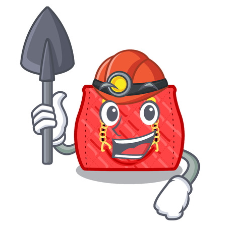 Miner quilted purse by shape character fuuny vector illustrationのイラスト素材
