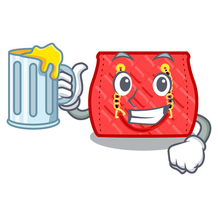 With juice quilted purse by shape character fuuny vector illustrationのイラスト素材