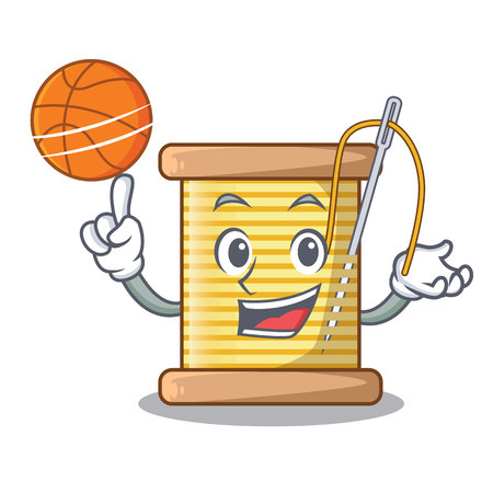 With basketball bobbin with needle thread spool cartoon vector illustrationのイラスト素材