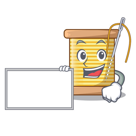 With board bobbin with needle thread spool cartoon vector illustrationのイラスト素材
