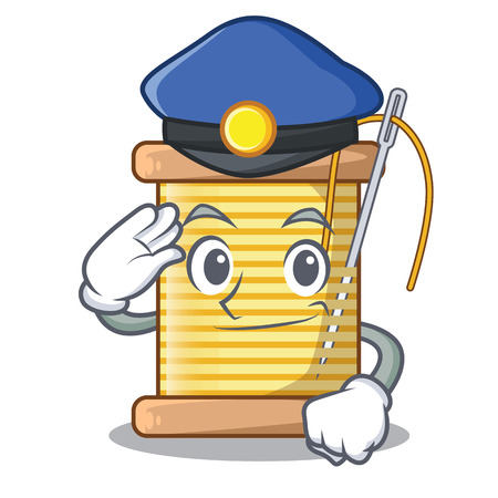 Police bobbin with needle thread spool cartoon vector illustrationのイラスト素材
