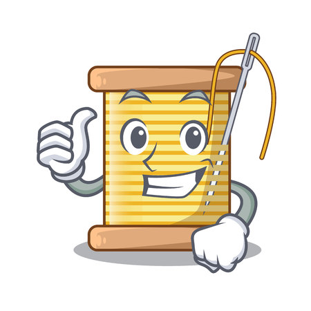 Thumbs up bobbins with thread on spool character vector illustrationのイラスト素材