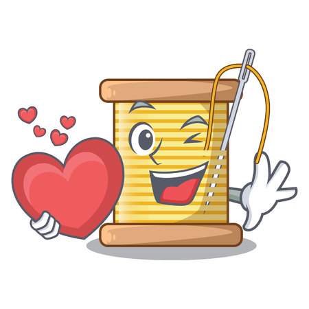 With heart thread bobbin isolated on a mascot vector illustrationのイラスト素材
