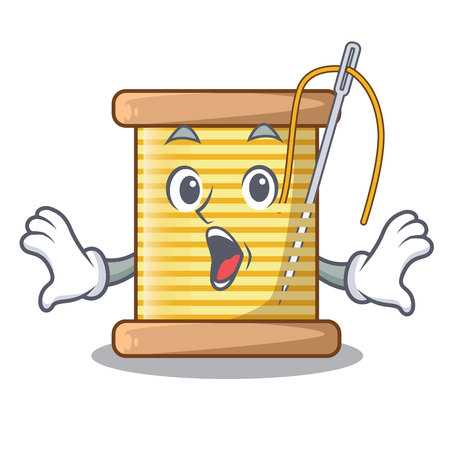 Surprised thread bobbin isolated on a mascot vector illustrationのイラスト素材