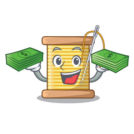 With money thread bobbin isolated on a mascot vector illustrationのイラスト素材