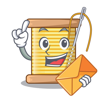 With envelope bobbins with thread on spool character vector illustrationのイラスト素材