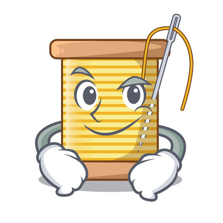 Smirking bobbins with thread on spool character vector illustrationのイラスト素材