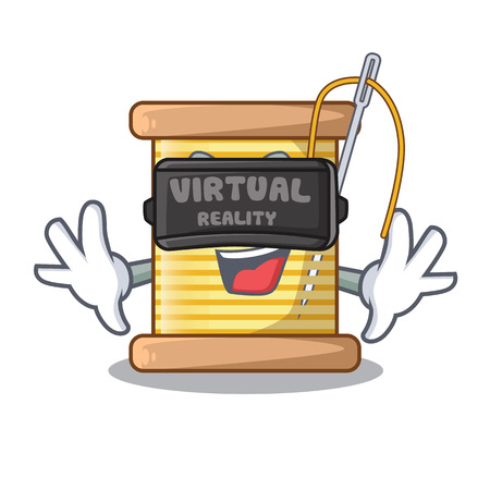 Virtual reality thread bobbin isolated on a mascot vector illustrationのイラスト素材