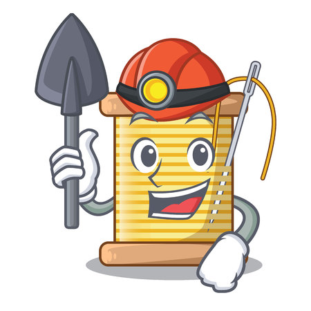 Miner thread bobbin isolated on a mascot vector illustrationのイラスト素材