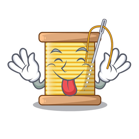 Tongue out thread spool in a shape cartoon vector illustrationのイラスト素材