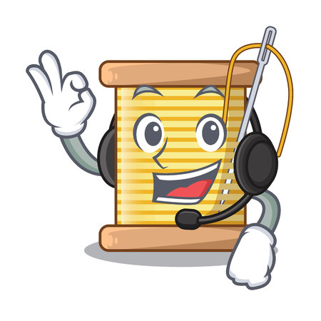 With headphone thread spool in a shape cartoon vector illustrationのイラスト素材