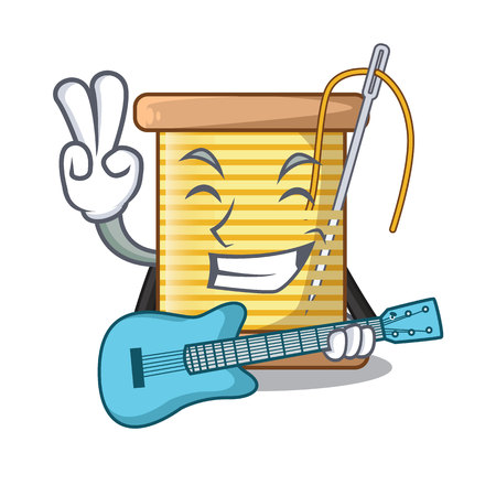 With guitar thread bobbin isolated on a mascot vector illustrationのイラスト素材