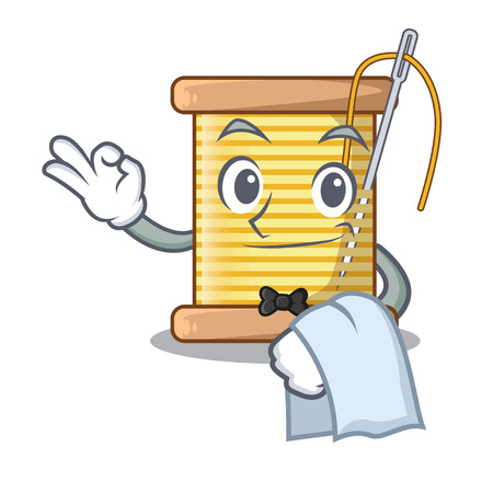 Waiter thread bobbin isolated on a mascot vector illustrationのイラスト素材