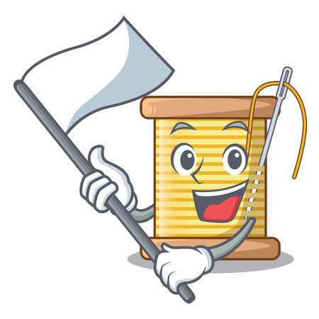 With flag thread spool in a shape cartoon vector illustrationのイラスト素材