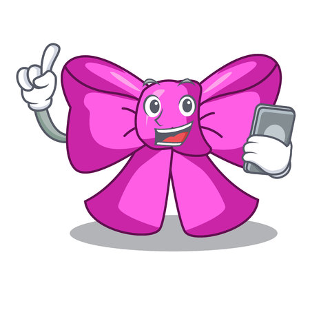 With phone bow tie ribbon isolated on mascot vector illustrationのイラスト素材