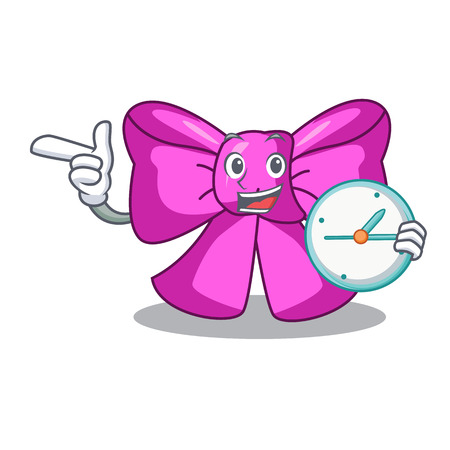 With clock bow tie in a shape cartoon vector illustrationのイラスト素材