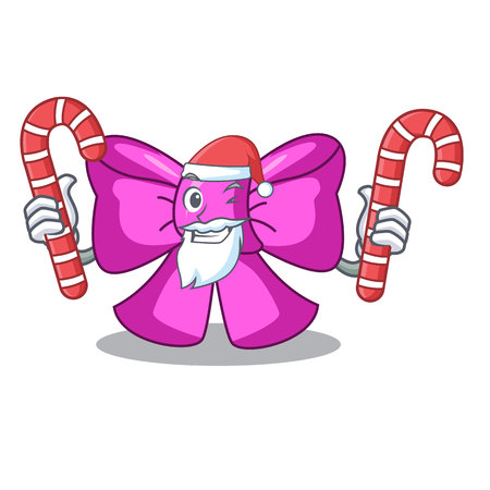 Santa with candy gift bow tie isolated on cartoon vector illustrationのイラスト素材
